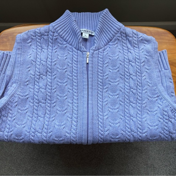 Pendleton Lavender Zip Up Men's Sweater - Picture 4 of 6